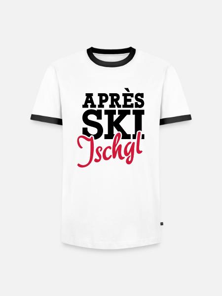 Ischgl - Männer Kontrast-T-Shirt - Weiß/Schwarz