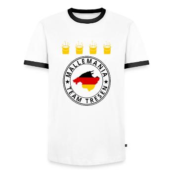 Mallemania Team Tresen Logo - Männer Kontrast-T-Shirt - Weiß/Schwarz - Vorne - AI Model Female 172 light (172cm) & AI Model Male 178 dark (178cm)