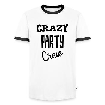 Crazy Party Crew - Alcohol - Alcool - Beer - Bière - T-shirt contrasté Homme - blanc/noir - Devant - AI Model Female 172 light (172cm) & AI Model Male 178 dark (178cm)