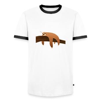 J'peux Pas Je Suis En Pyjama Paresseux - T-shirt contrasté Homme - blanc/noir - Devant - AI Model Female 172 light (172cm) & AI Model Male 178 dark (178cm)