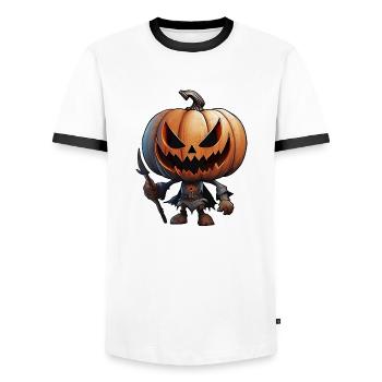 Halloween Pumpkin - Scary Character - Men's Ringer Shirt - white/black - Front - AI Model Female 172 light (172cm) & AI Model Male 178 dark (178cm)