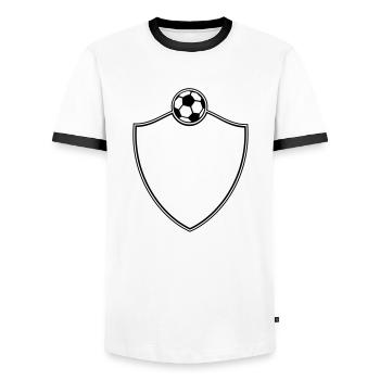 Soccer Emblem - Männer Kontrast-T-Shirt - Weiß/Schwarz - Vorne - AI Model Female 172 light (172cm) & AI Model Male 178 dark (178cm)
