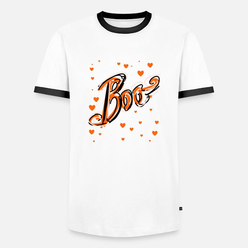 Boo,halloween,Graffiti,Spinnennetz,Spinne - Männer Kontrast-T-Shirt - Weiß/Schwarz