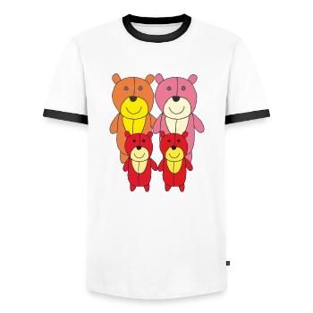 Famille Bears - T-shirt contrasté Homme - blanc/noir - Devant - AI Model Female 172 light (172cm) & AI Model Male 178 dark (178cm)