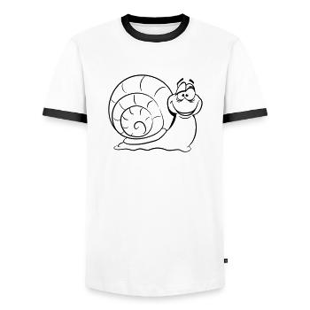 snail funny children funny - Men's Ringer Shirt - white/black - Front - AI Model Female 172 light (172cm) & AI Model Male 178 dark (178cm)