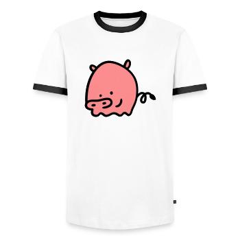 Porcs 2 - T-shirt contrasté Homme - blanc/noir - Devant - AI Model Female 172 light (172cm) & AI Model Male 178 dark (178cm)