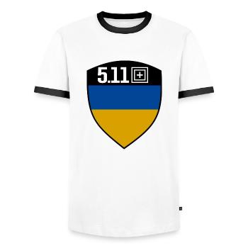 Ukraine 5.11 - T-shirt contrasté Homme - blanc/noir - Devant - AI Model Female 172 light (172cm) & AI Model Male 178 dark (178cm)