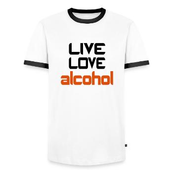 alcool - T-shirt contrasté Homme - blanc/noir - Devant - AI Model Female 172 light (172cm) & AI Model Male 178 dark (178cm)