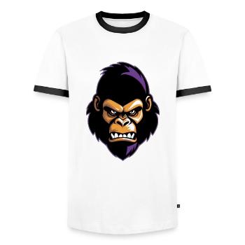 Tête de gorille de dessin animé - T-shirt contrasté Homme - blanc/noir - Devant - AI Model Female 172 light (172cm) & AI Model Male 178 dark (178cm)