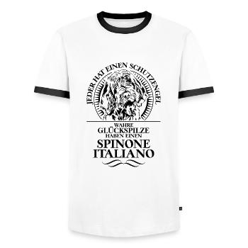 SPINONE ITALIANO Schutzengel Hunde Spruch Wilsigns - Männer Kontrast-T-Shirt - Weiß/Schwarz - Vorne - AI Model Female 172 light (172cm) & AI Model Male 178 dark (178cm)
