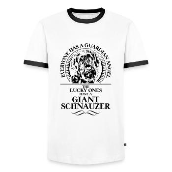 GIANT SCHNAUZER Guardian Angel Hund Hunde Wilsigns - Männer Kontrast-T-Shirt - Weiß/Schwarz - Vorne - AI Model Female 172 light (172cm) & AI Model Male 178 dark (178cm)