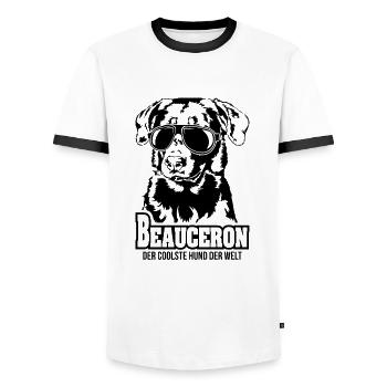 BEAUCERON coolster Hund Wilsigns Hundespruch Hunde - Männer Kontrast-T-Shirt - Weiß/Schwarz - Vorne - AI Model Female 172 light (172cm) & AI Model Male 178 dark (178cm)