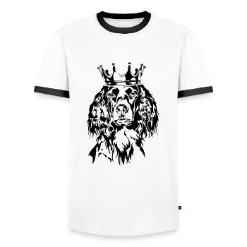 Kleiner Münsterländer Krone Chiens Chiens Wilsigns - T-shirt contrasté Homme - blanc/noir - Devant - AI Model Female 172 light (172cm) & AI Model Male 178 dark (178cm)
