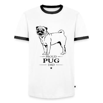 Pug Dad Dog Dog Pug Wilsigns - Men's Ringer Shirt - white/black - Front - AI Model Female 172 light (172cm) & AI Model Male 178 dark (178cm)