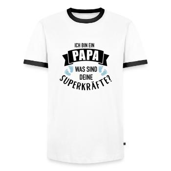 Papa - Männer Kontrast-T-Shirt - Weiß/Schwarz - Vorne - AI Model Female 172 light (172cm) & AI Model Male 178 dark (178cm)