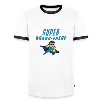 Super grand frere - T-shirt contrasté Homme - blanc/noir - Devant - AI Model Female 172 light (172cm) & AI Model Male 178 dark (178cm)