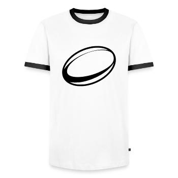 Rugby ballon de rugby chemise shirt design - T-shirt contrasté Homme - blanc/noir - Devant - AI Model Female 172 light (172cm) & AI Model Male 178 dark (178cm)