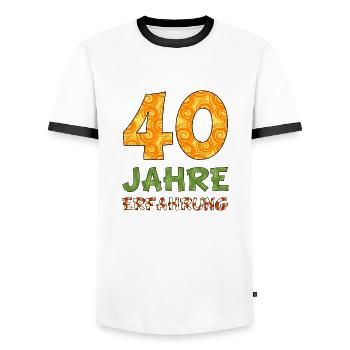 40 Jahre Erfahrung - bunt - Männer Kontrast-T-Shirt - Weiß/Schwarz - Vorne - AI Model Female 172 light (172cm) & AI Model Male 178 dark (178cm)