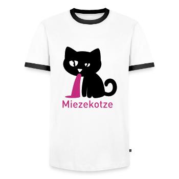 Miezekotze - Männer Kontrast-T-Shirt - Weiß/Schwarz - Vorne - AI Model Female 172 light (172cm) & AI Model Male 178 dark (178cm)