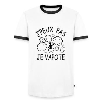 I can not I vapote - Men's Ringer Shirt - white/black - Front - AI Model Female 172 light (172cm) & AI Model Male 178 dark (178cm)