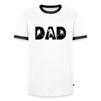 Hockey Dad - Men's Ringer Shirt - white/black - Front - AI Model Female 172 light (172cm) & AI Model Male 178 dark (178cm)