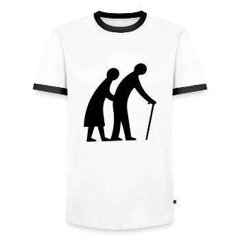 Old couple silhouette idea to go gift - Men's Ringer Shirt - white/black - Front - AI Model Female 172 light (172cm) & AI Model Male 178 dark (178cm)