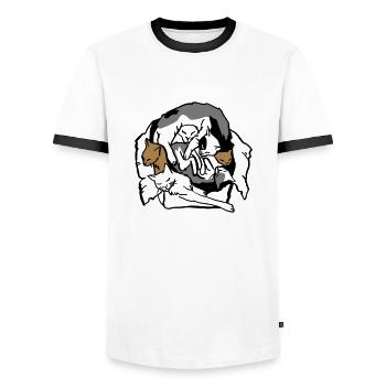Katzen in Box - Männer Kontrast-T-Shirt - Weiß/Schwarz - Vorne - AI Model Female 172 light (172cm) & AI Model Male 178 dark (178cm)