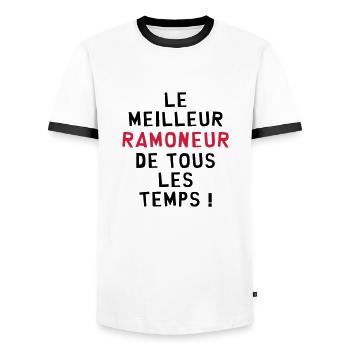 Ramoneur / Ramoner / Cheminée / Artisan - T-shirt contrasté Homme - blanc/noir - Devant - AI Model Female 172 light (172cm) & AI Model Male 178 dark (178cm)