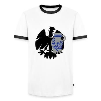 Adler & Bembel - Männer Kontrast-T-Shirt - Weiß/Schwarz - Vorne - AI Model Female 172 light (172cm) & AI Model Male 178 dark (178cm)