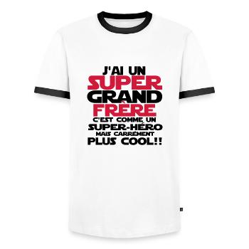 j'ai un super grand frère - T-shirt contrasté Homme - blanc/noir - Devant - AI Model Female 172 light (172cm) & AI Model Male 178 dark (178cm)