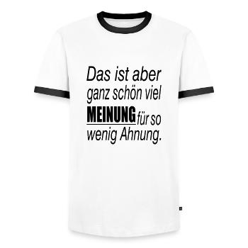 Meinung aber keine Ahnung - Männer Kontrast-T-Shirt - Weiß/Schwarz - Vorne - AI Model Female 172 light (172cm) & AI Model Male 178 dark (178cm)