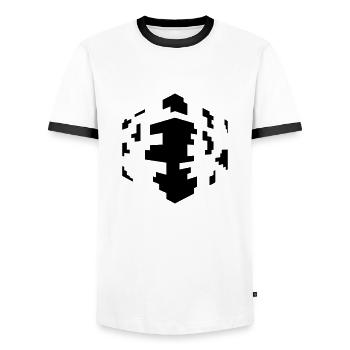 Pixel cubes - Men's Ringer Shirt - white/black - Front - AI Model Female 172 light (172cm) & AI Model Male 178 dark (178cm)