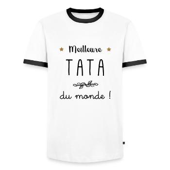 Meilleure tata du monde vecteur - T-shirt contrasté Homme - blanc/noir - Devant - AI Model Female 172 light (172cm) & AI Model Male 178 dark (178cm)