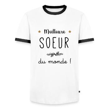 Meilleure soeur du monde vecteur - T-shirt contrasté Homme - blanc/noir - Devant - AI Model Female 172 light (172cm) & AI Model Male 178 dark (178cm)