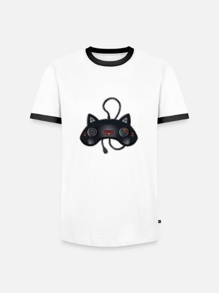 Cat Joystick - Men's Ringer Shirt - white/black