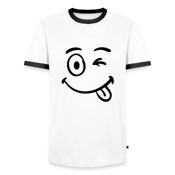 smilie_2__f1 - T-shirt contrasté Homme - blanc/noir - Devant - AI Model Female 172 light (172cm) & AI Model Male 178 dark (178cm)