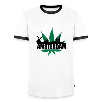 amsterdam skyline - Men's Ringer Shirt - white/black - Front - AI Model Female 172 light (172cm) & AI Model Male 178 dark (178cm)