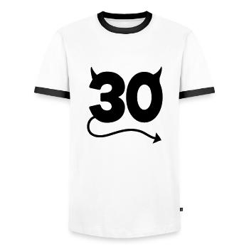 30th Birthday - Men's Ringer Shirt - white/black - Front - AI Model Female 172 light (172cm) & AI Model Male 178 dark (178cm)