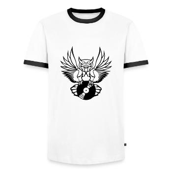 vinyl dj plate hang up music party celebrate fun - Men's Ringer Shirt - white/black - Front - AI Model Female 172 light (172cm) & AI Model Male 178 dark (178cm)