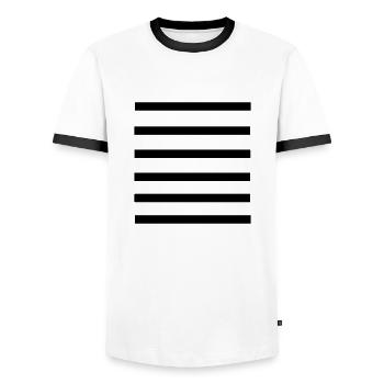stripes_pattern_line - T-shirt contrasté Homme - blanc/noir - Devant - AI Model Female 172 light (172cm) & AI Model Male 178 dark (178cm)