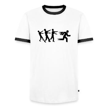 Run From Zombies - Men's Ringer Shirt - white/black - Front - AI Model Female 172 light (172cm) & AI Model Male 178 dark (178cm)