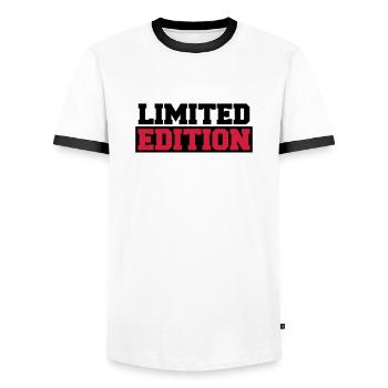 Limited Edition - Men's Ringer Shirt - white/black - Front - AI Model Female 172 light (172cm) & AI Model Male 178 dark (178cm)
