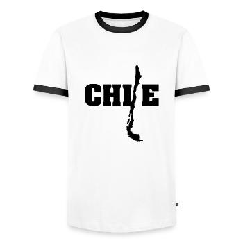 Chili (ID: 002004) - T-shirt contrasté Homme - blanc/noir - Devant - AI Model Female 172 light (172cm) & AI Model Male 178 dark (178cm)