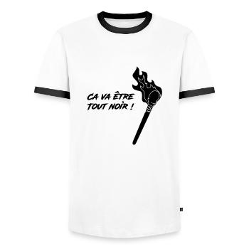 ca va etre tout noir - T-shirt contrasté Homme - blanc/noir - Devant - AI Model Female 172 light (172cm) & AI Model Male 178 dark (178cm)