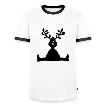 Elch Geweih - Männer Kontrast-T-Shirt - Weiß/Schwarz - Vorne - AI Model Female 172 light (172cm) & AI Model Male 178 dark (178cm)
