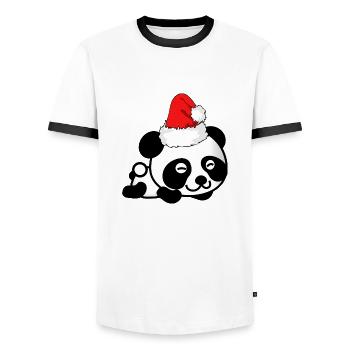 Panda Christmas sweet panda bear advent - Men's Ringer Shirt - white/black - Front - AI Model Female 172 light (172cm) & AI Model Male 178 dark (178cm)