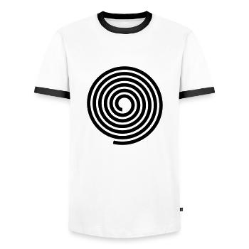 Spirals pattern vector template - Men's Ringer Shirt - white/black - Front - AI Model Female 172 light (172cm) & AI Model Male 178 dark (178cm)