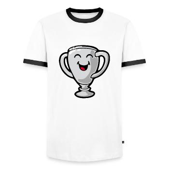 Smiley Trophy - T-shirt contrasté Homme - blanc/noir - Devant - AI Model Female 172 light (172cm) & AI Model Male 178 dark (178cm)