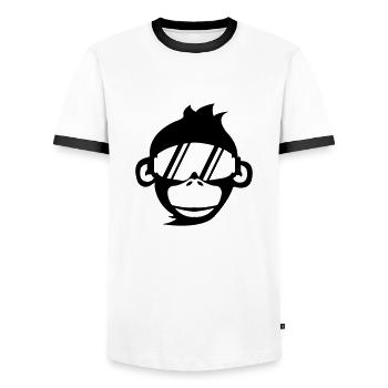 affe_skibrille_01 - Männer Kontrast-T-Shirt - Weiß/Schwarz - Vorne - AI Model Female 172 light (172cm) & AI Model Male 178 dark (178cm)