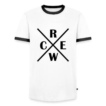 crew_01 - T-shirt contrasté Homme - blanc/noir - Devant - AI Model Female 172 light (172cm) & AI Model Male 178 dark (178cm)